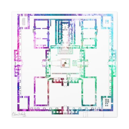 Temple - beit hamikdash map ART, Home Decor, Art wall home decor, Gallery Canvas print, Original paintings, Colorful Wall Art, Large Wall Art - Image 4
