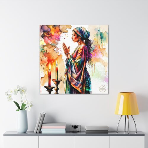 Praing Woman, Art wall home decor, Gallery Canvas print, Original paintings, Colorful Wall Art, Large Wall Art - Image 3