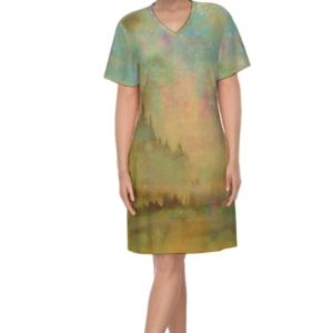 Women's V Neck Cotton Dress, Summer dresses, Short Sleeves midi dress, loose casual robes, customized Clothing, boho Dress, Loose Shirt Dresses