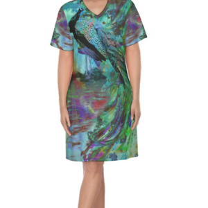 Women's V Neck Cotton Dress, Summer dresses, Short Sleeves midi dress, loose casual robes,customized Clothing, boho Dress, Loose Shirt Dresses