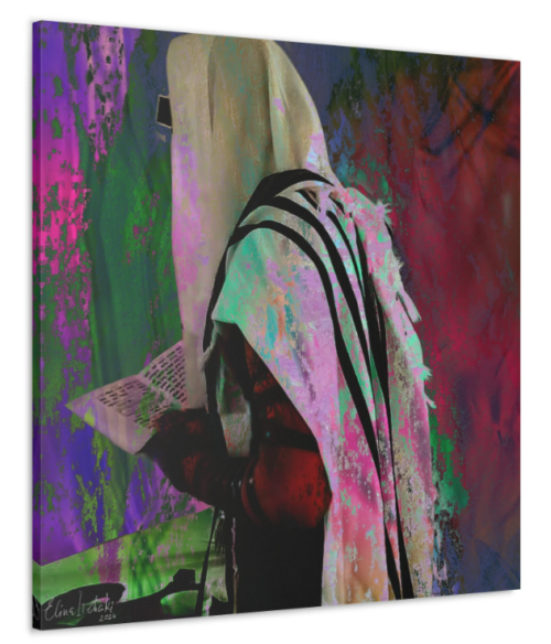 Man Praying, Original Judaica wall painting, Canvas Gallery, Jewish Art, Israel Art, jews Religious, jewish Religion, Jewish Prayer, Torah Prayer - Image 3