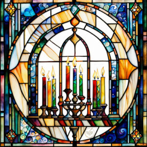 Jewish Art Menorah like Stained glass - Home Decor, Art wall home decor, Gallery Canvas print, Original paintings, Colorful Wall Art, Large Wall Art