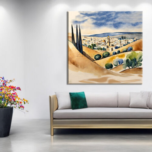 Jerusalem landscape - prayer Blessed - Home Decor, Art wall home decor, Gallery Canvas print, Original paintings, Colorful Wall Art, Large Wall Art - Image 8