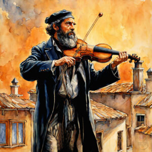 Fiddler on the roof, Art wall home decor, Gallery Canvas print, Original paintings, Colorful Wall Art, Large Wall Art