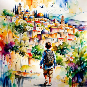 Gold Jerusalem, Art wall home decor, Gallery Canvas print, Original paintings, Colorful Wall Art, Large Wall Art
