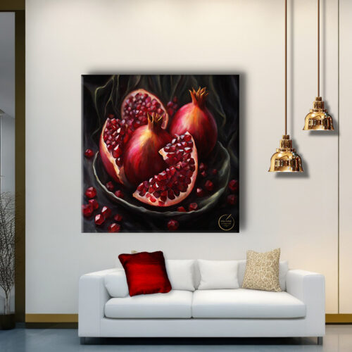 Pomegranate Nature Art, Home Decor, Art wall home decor, Gallery Canvas print, Original paintings, Colorful Wall Art, Large Wall Art - Image 4