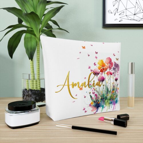 Personalized Cotton Cosmetic Bag, Custom Makeup Bag, Bride Toiletry Bag,  Bridesmaid Gifts,Wedding Gift, Travel Toiletry Bag - Image 3