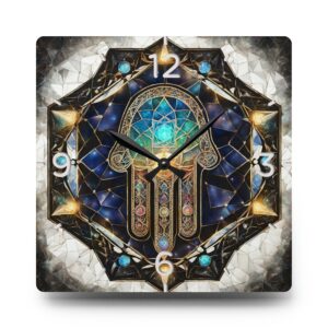 Acrylic Wall Clock Hamsa, perfect  present, Festival of lights ,Jewish Celebration, Round + Square