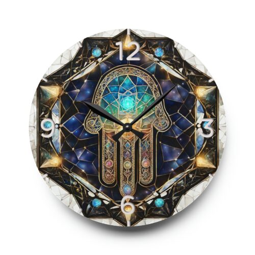 Acrylic Wall Clock Hamsa, perfect  present, Festival of lights ,Jewish Celebration, Round + Square - Image 9