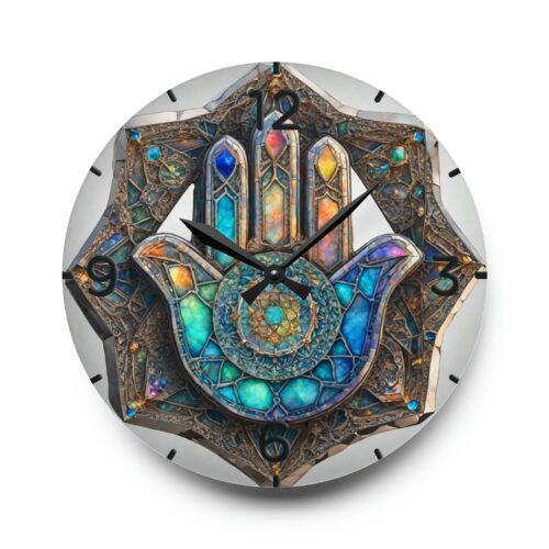 Acrylic Wall Clock Hamsa, perfect gifts, Festival of lights , Jewish Celebration, Round + Square - Image 10