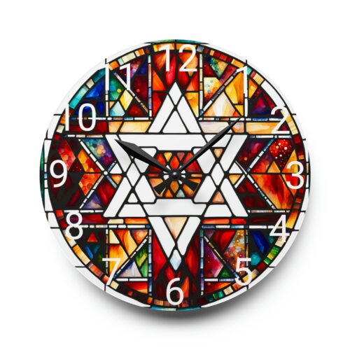 Star of David Acrylic Wall Clock, Like stained glass, Modern Wall Clock, Unique Clock for Wall