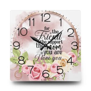 Acrylic Wall Clock Romantic Flowers, perfect gifts, Personalized Gifts, Round + Square