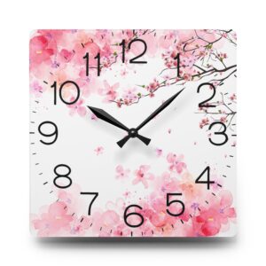 Cherry blossoms Acrylic Wall Clock, Japanese style, perfect gifts, Round + Square