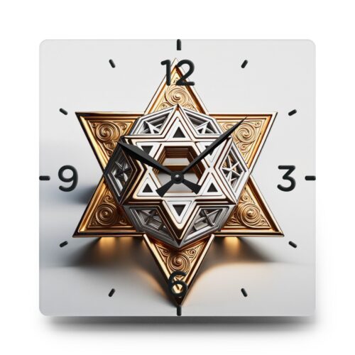 Star of David Acrylic Wall Clock , perfect present, Festival of lights ,Jewish Celebration, Round + Square - Image 3