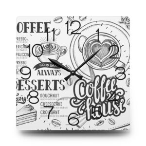 Unique Home Decor, Acrylic Wall Clock Coffee, Wall Kitchen ART,  Perfect Gift , Round + Square