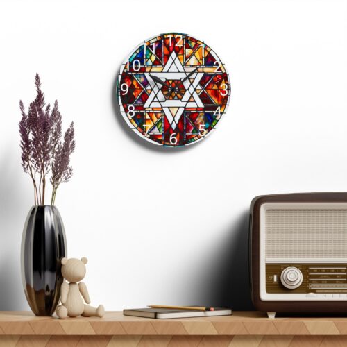 Star of David Acrylic Wall Clock, Like stained glass, Modern Wall Clock, Unique Clock for Wall - Image 6