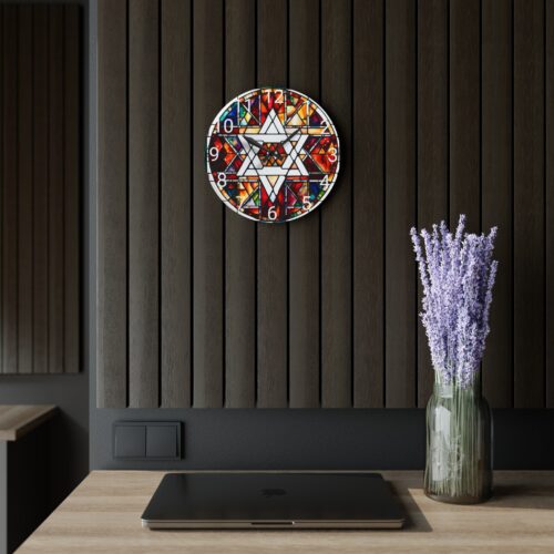 Star of David Acrylic Wall Clock, Like stained glass, Modern Wall Clock, Unique Clock for Wall - Image 7