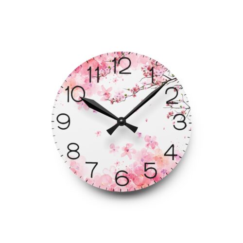 Cherry blossoms Acrylic Wall Clock, Japanese style, perfect gifts, Round + Square - Image 2