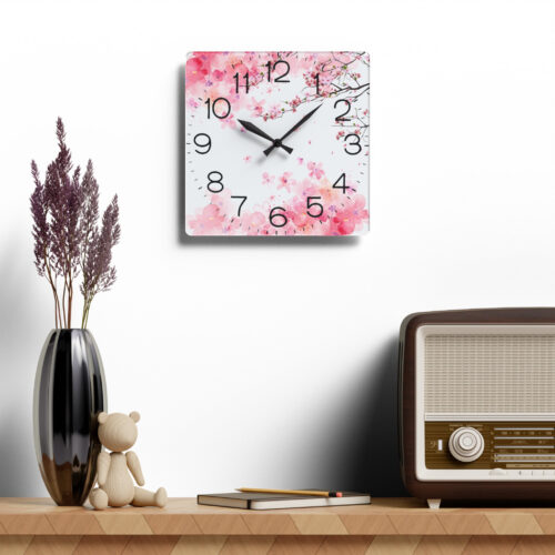 Cherry blossoms Acrylic Wall Clock, Japanese style, perfect gifts, Round + Square - Image 6