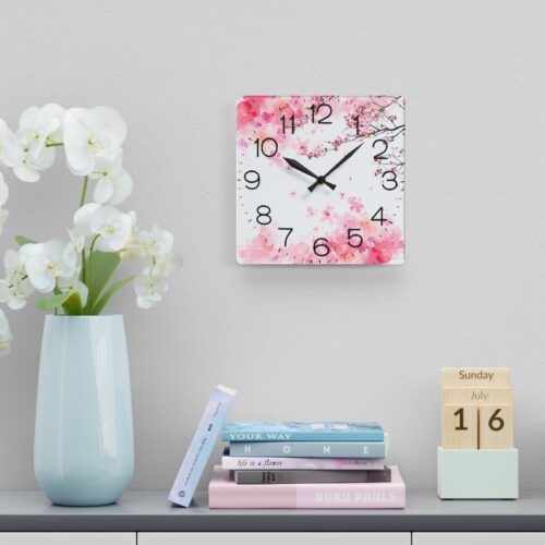 Cherry blossoms Acrylic Wall Clock, Japanese style, perfect gifts, Round + Square - Image 8