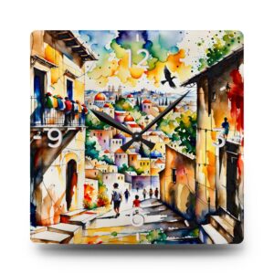 Jerusalem Acrylic Wall Clock, perfect  present,  Festival of lights, Jewish Celebration, Round + Square