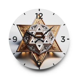 Star of David Acrylic Wall Clock , perfect present, Festival of lights ,Jewish Celebration, Round + Square