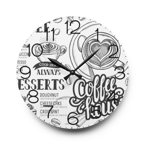 Unique Home Decor, Acrylic Wall Clock Coffee, Wall Kitchen ART,  Perfect Gift , Round + Square - Image 3