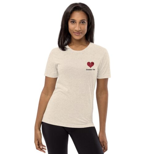 October 7th, Broken heart, Short sleeve t-shirt, Special embroidery heart, Support Israel ,Donate to Israel, Israel tshirt - Image 5