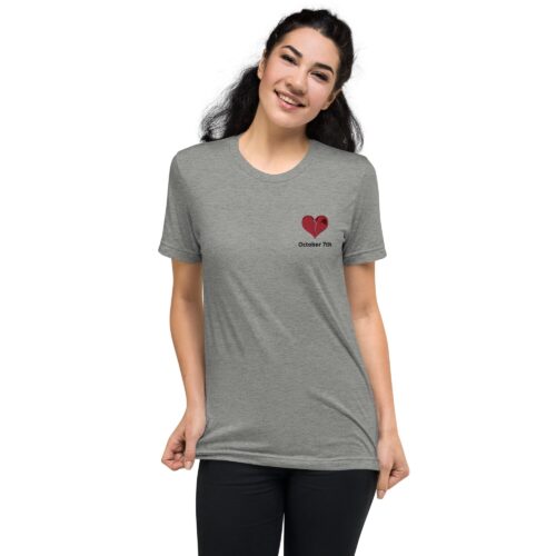 October 7th, Broken heart, Short sleeve t-shirt, Special embroidery heart, Support Israel ,Donate to Israel, Israel tshirt - Image 6