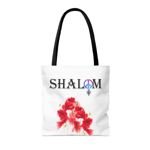 SHALOM Peace Tote Art Bag ,Hamsa Bag, Minimalistic Shopping Bag,Aesthetic Totebag, Flowers Bag, red Poppies - Image 8