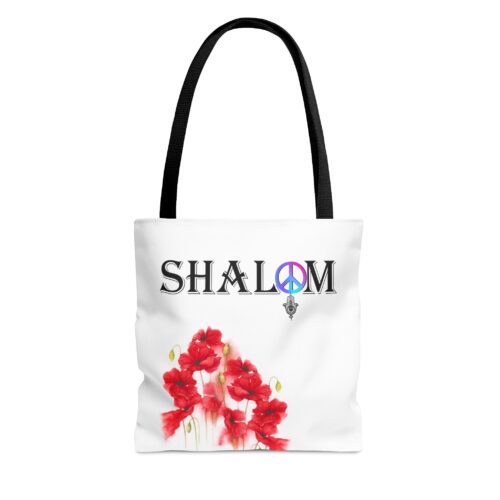SHALOM Peace Tote Art Bag ,Hamsa Bag, Minimalistic Shopping Bag,Aesthetic Totebag, Flowers Bag, red Poppies - Image 10