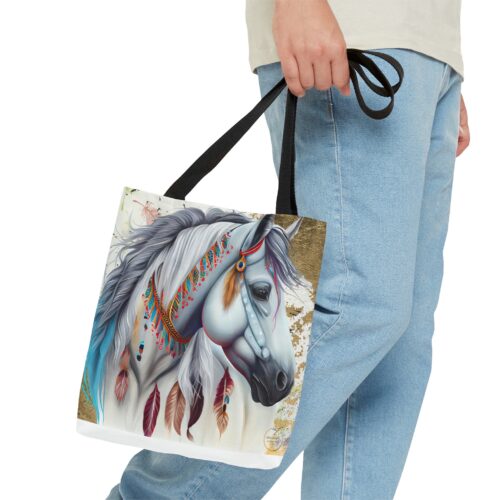 White horse,Animal Tote Bag, Aesthetic Totebag, Stylish Tote Bag,Bag for Men,Bag for Life,Bag for Women,Shopping Bag,Anniversary gift - Image 3