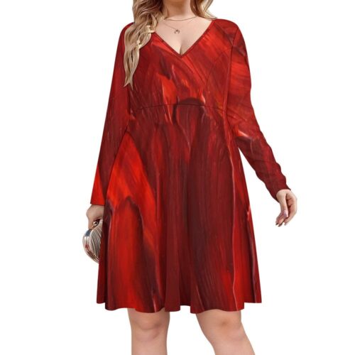 Oversized V-neck Midi dress,long Sleeve Dress,Flared Dress,Simple Dress,Maternity dress,Plus Size Clothing,boho summer event holiday dress