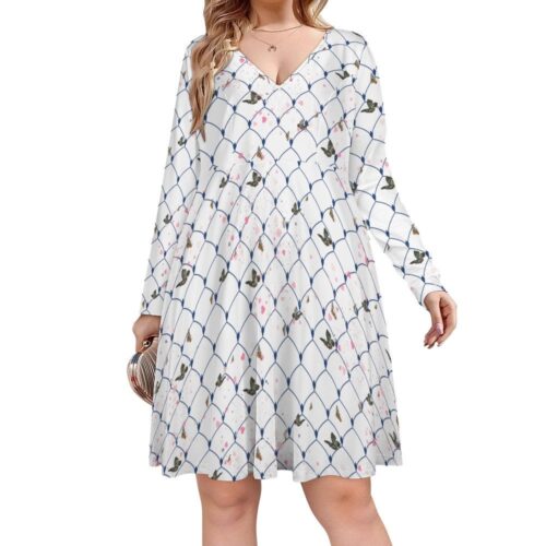 Oversized V-neck Midi dress,long Sleeve Dress,Flared Dress,Simple Dress,Maternity dress,Plus Size Clothing,boho summer event holiday dress