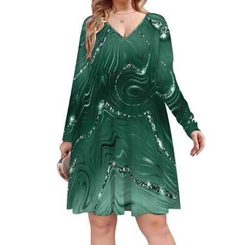 Oversized V-neck Midi dress,long Sleeve Dress,Flared Dress,Simple Dress,Maternity dress,Plus Size Clothing,boho summer event holiday dress