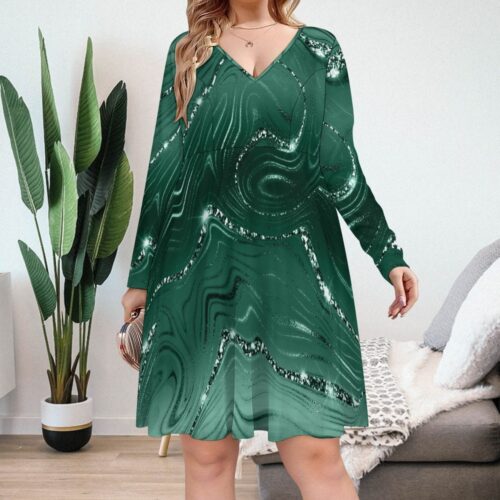 Oversized V-neck Midi dress,long Sleeve Dress,Flared Dress,Simple Dress,Maternity dress,Plus Size Clothing,boho summer event holiday dress - Image 3