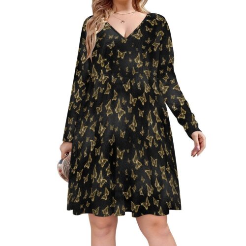 Oversized V-neck Midi dress,long Sleeve Dress,Flared Dress,Simple Dress,Maternity dress,Plus Size Clothing,boho summer event holiday dress - Image 5