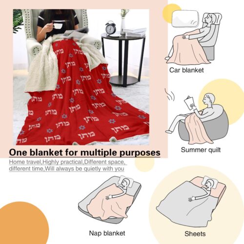 4 sizes + countless colors to choose from. A pampering blanket with a personal design. Add a caption,  name in any language, Star of David - Image 4