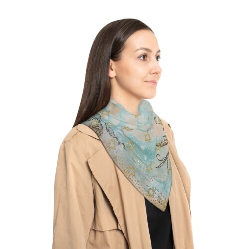Bandana Hair Poly Scarf,Jewish Gift,Star of David,Bat Mitzvah,Holiday Scarf,Holiday Gifts,Gifts for Wife,Gifts for Her,Bandanas for Her