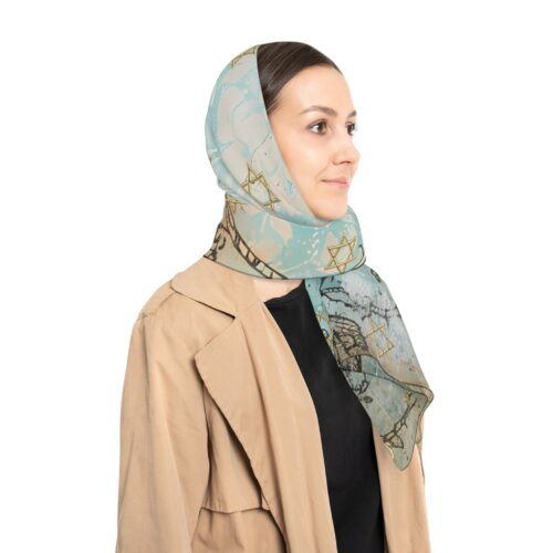 Bandana Hair Poly Scarf,Jewish Gift,Star of David,Bat Mitzvah,Holiday Scarf,Holiday Gifts,Gifts for Wife,Gifts for Her,Bandanas for Her - Image 2