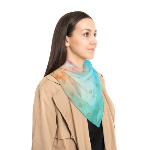 Bandana Hair Poly Scarf,Jewish Gift,Star of David,Bat Mitzvah,Holiday Scarf,Holiday Gifts,Gifts for Wife,Gifts for Her,Bandanas for Her