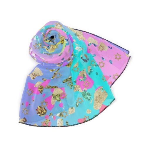 Bandana Hair Poly Scarf,Jewish Gift,Star of David,Bat Mitzvah,Holiday Scarf,Holiday Gifts,Gifts for Wife,Gifts for Her,Bandanas for Her - Image 4