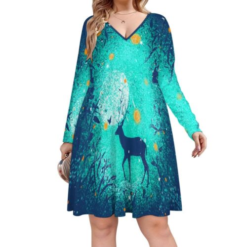 Oversized V-neck Midi dress,long Sleeve Dress,Flared Dress,Simple Dress,Maternity dress,Plus Size Clothing,boho summer event holiday dress