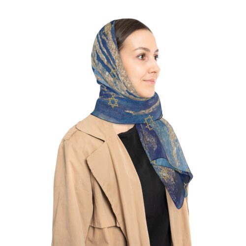 Bandana Hair Poly Scarf,Jewish Gift,Star of David,Bat Mitzvah,Holiday Scarf,Holiday Gifts,Gifts for Wife,Gifts for Her,Bandanas for Her - Image 2