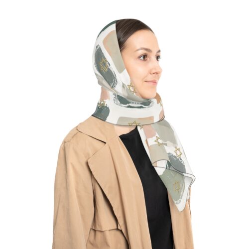 Bandana Hair Poly Scarf,Jewish Gift,Star of David,Bat Mitzvah,Holiday Scarf,Holiday Gifts,Gifts for Wife,Gifts for Her,Bandanas for Her - Image 2