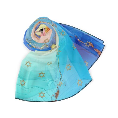 Bandana Hair Poly Scarf,Jewish Gift,Star of David,Bat Mitzvah,Holiday Scarf,Holiday Gifts,Gifts for Wife,Gifts for Her,Bandanas for Her - Image 4