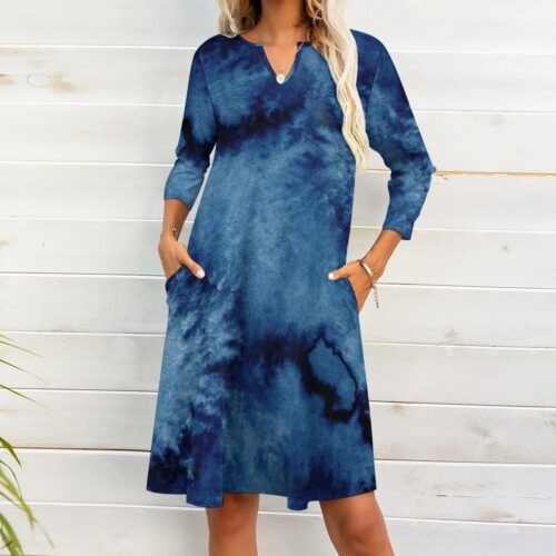 Printed Modern DRESS With POCKETS,Full Sleeve,Oversized Dress,Plus Size Women Dress,Maternity Dress,Loose Fitting Dress,Loose Shirt Dress - Image 4