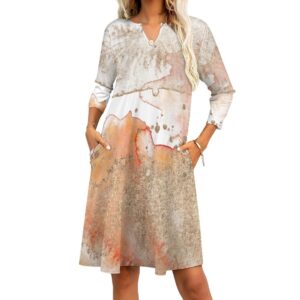 Printed Modern DRESS With POCKETS,Full Sleeve,Oversized Dress,Plus Size Women Dress,Maternity Dress,Loose Fitting Dress,Loose Shirt Dress