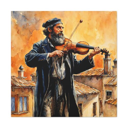 Fiddler on the roof, Art wall home decor, Gallery Canvas print, Original paintings, Colorful Wall Art, Large Wall Art, Gifts for holidays - Image 2