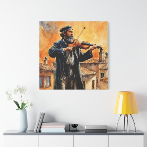 Fiddler on the roof, Art wall home decor, Gallery Canvas print, Original paintings, Colorful Wall Art, Large Wall Art, Gifts for holidays - Image 3